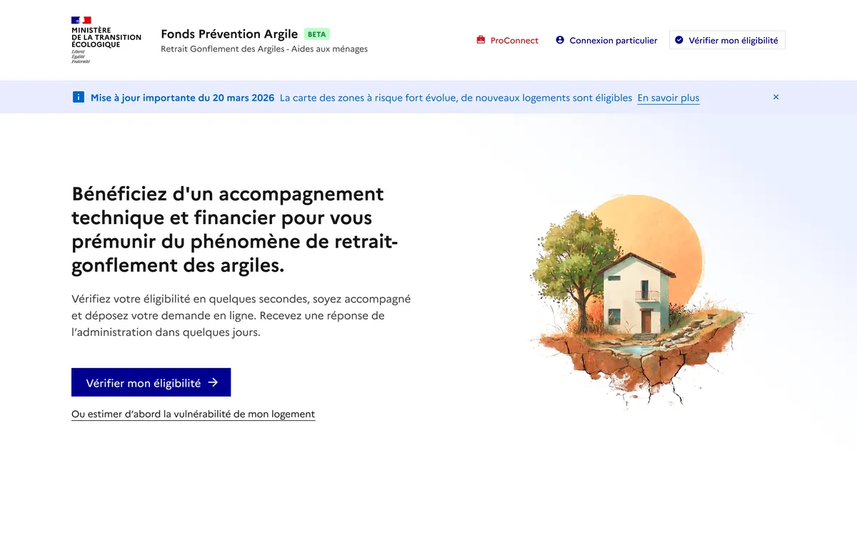 Page d'accueil du Fonds Prévention Argile